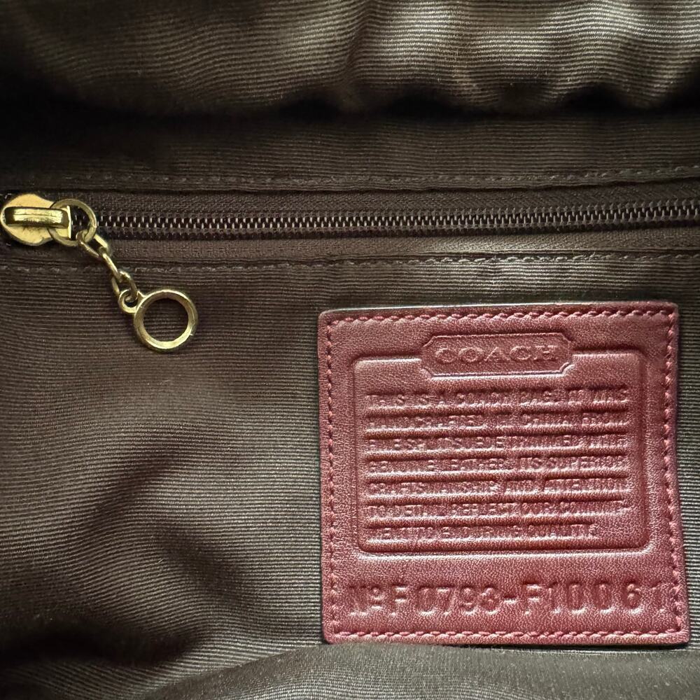 Coach Suede Vintage Mia Soho Satchel Bag with Leather Trim Red Burgundy F10061 - Picture 16 of 16